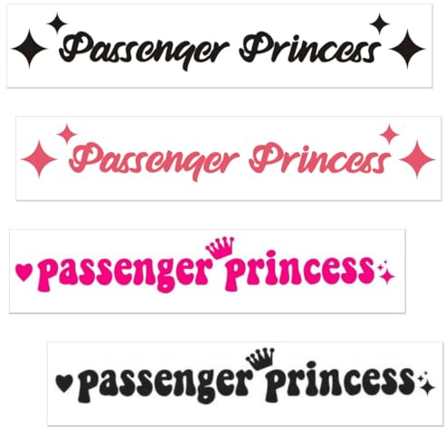 JEYORZY 4 Pezzi Adesivo Passenger Princess, Accessori Per Auto Principessa Passegger, Adesivi Auto Divertenti Passenger Princess, per Finestrino, Auto Decorazione, Accessori Auto per Donne con Unico