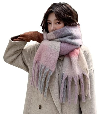 YsRoad Schal – Weich, Einfarbig mit Fransen, 230x35cm,