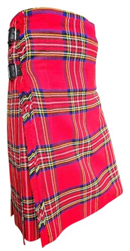 Tartancity Kilt herr – 5 Yard traditionella skotska kiltar för bröllop, formella evenemang, Ceilidh, Highland Games & speciella tillfällen, Royal stewart, 34W