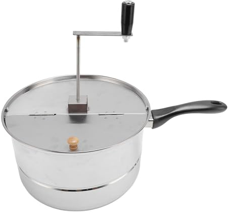Popper de Palomitas de Maíz de Estufa, Fabricante de Palomitas de Maíz de Acero Inoxidable con Manivela de Mano,Olla de Palomitas de Maíz para Cocción de Inducción de Estufa de Gas