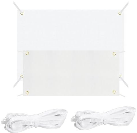 2 Pezzi Confezioni di Banner Vuoti, Striscioni Bianco, Striscioni Vuoto con Fori, Appendere un Banner Vuoto, Striscioni Verniciabili, For Matrimonio, Festa, Striscioni Decorativi In Bianco