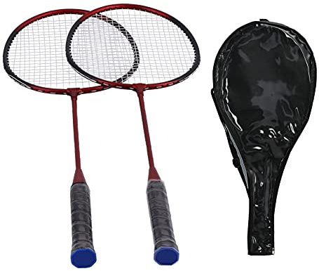 MechKit SG8005 Racchette Badminton per 2 Giocatori Set Racchette Doppie in Fibra Leggera per Adulti e Bambini Telaio in Ferrolega Durevole Corde in Fibra ad Alta Tensione per
