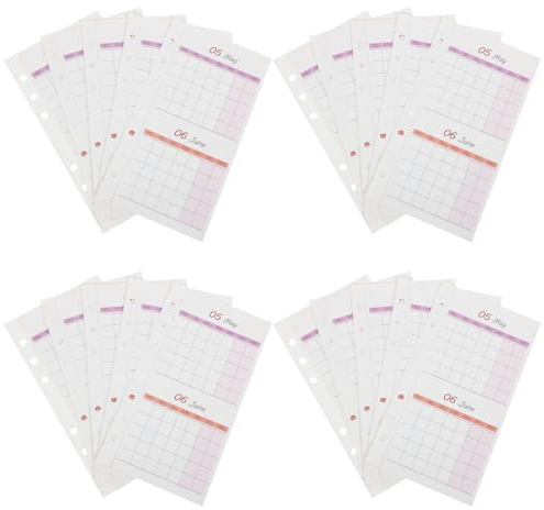 UTHCLO Recharge Mensuelle pour Agenda A6, 20 Feuilles de Calendrier Mensuel Vierges Double Face, Inserts Polyvalents pour Planificateur Personnel et Suivi Budgétaire, Papier