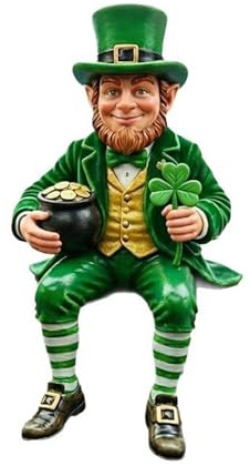 Tmboryuu Escultura de Duende Tréboles Verdes Decoraciones navideñas irlandesas para la celebración del día de Patricio Estatua de Leprechaun del día de Patricio