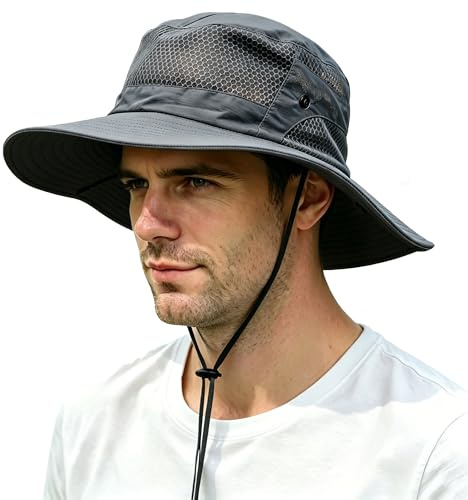 Sombrero Sol Hombre Pescador Anti-UV UPF 50+ ala Ancha Impermeable Plegable
