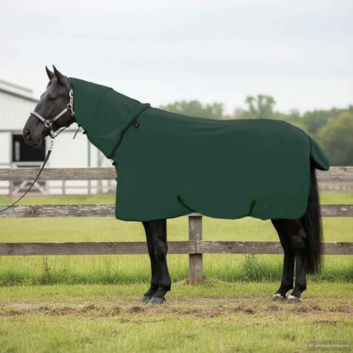 Ziaphsol hästfilt mörkgrön 125 cm av polyester, ventilerande utomhusfilt för stallvide paddock transport, avtagbart överdrag, justerbar passform, vinterskydd och värme