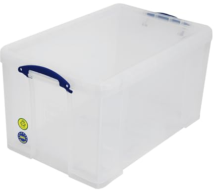 Really Useful 84Litre Box With Lid Clear Spacious Storage Durable Material Stackable