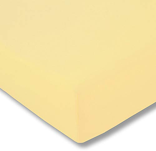 ESTELLA Spannbetttuch Zwirnjersey | Quitte | 200x200 cm | passend für Matratzen 180-200 cm (Breite) x 200-220 cm (Länge) | trocknerfest und bügelfrei | 100% Baumwolle | 97% Baumwolle 3% Elastan