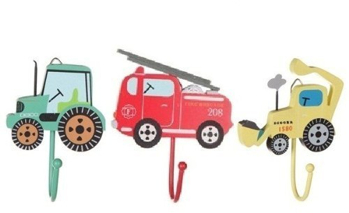 Childrens Set of 3 Boys Vehicle Car Coat Hooks
