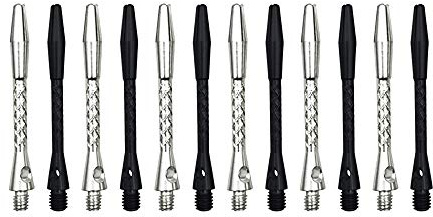 BIPY 12/Pack Dart Shafts in Black and Silver 2BA Metal Accessories Stems Aluminum Dart Pole Rod in Aluminum with Standard 2BA Thread