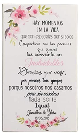 Tarjetas de Agradecimiento para Bodas 50 unidades