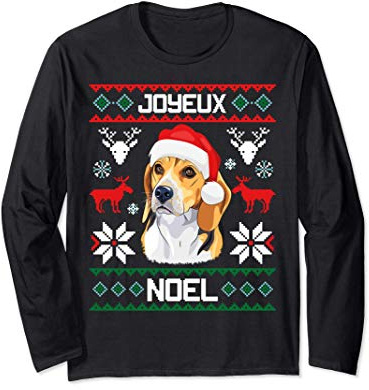 Joyeux Noël - Beagle - Doux chien de Noël Manche Longue