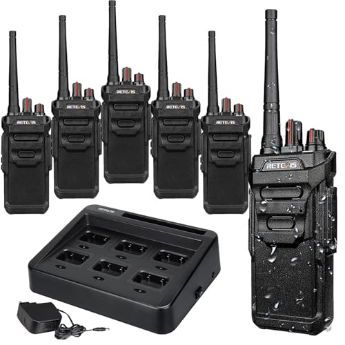 Retevis RT48 Waterproof Walkie Talkies,Heavy Duty Rugged 2 Way Radio,IP67 Dustproof,Waterproof up to 1m/30min,1200mAh Rechargeable Professional Two Way Radio,VOX,SOS,for Construction Business(6Pack)