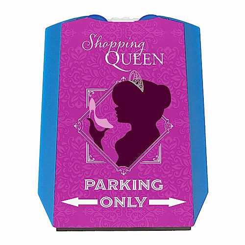 speecheese Shopping Queen Parking Only Parkscheibe mit Zwei Einkaufswagenchips lustiger Spruch Auto Geschenkidee Freundin Schuhe einkaufen besorgen Parkplatz Shopping Center Einkaufsbummel