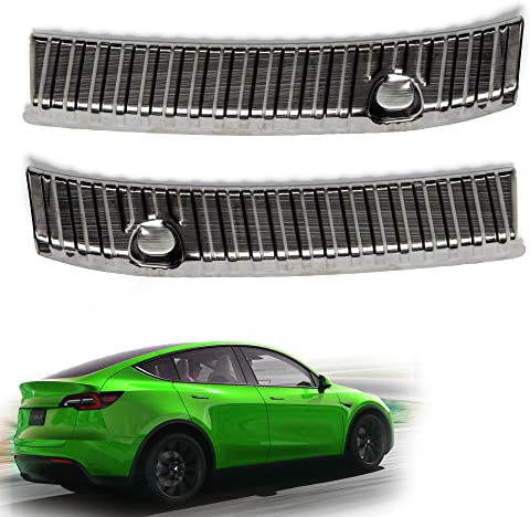 Shop4EV Mascherina protettiva per bagagliaio, bordo di carico, accessori in acciaio inox, set da 2 pezzi, protezione paraurti, compatibile con Tesla Model Y (nero)