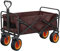 PJDDP Faltbare Bollerwagen Robuster Einkaufstrolley mit Grosse Kapazität, klappbar Transportwagen Outdoor Gartenwagen Strandwagen mit All-Terrain-Rädern für Camping Angeln Shopping Sport,Braun