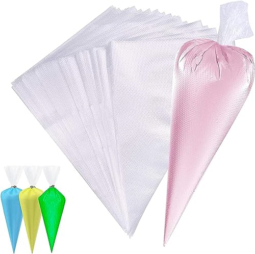 KowyKo 100 Stück Spritzbeutel Einweg Groß,Profi Einweg Spritzbeutel,für zum verzieren & Backen von Gebäck und Torten(Transparent)