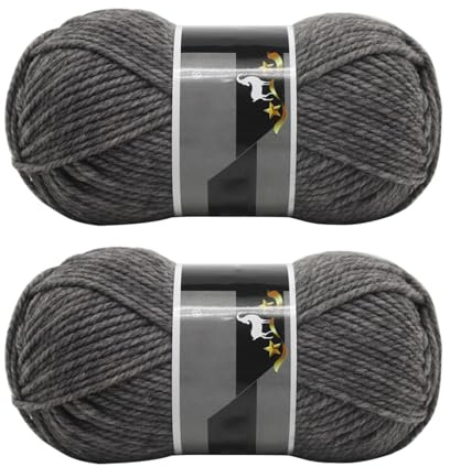 Jarsense 2 ovillos de 100 g de hilo doble para tejer Baby Batik Crylic a mano, hilo de lana para tejer a ganchillo, hilo acrílico para manualidades y proyectos de ganchillo (gris oscuro-jaspeado)