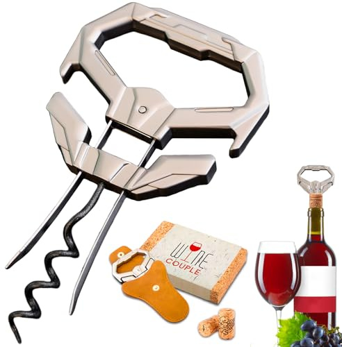 LUCYLANKER Ah So Vinflasköppnare, Korkskruv för gammalt vin med bärbart läderfodral, dubbelspetsig korkextraktor med flasköppnare för vinkännare (03)