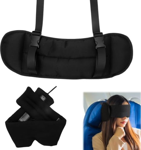 Piashow flygplanskudde, 3D-sovmask för sidosovare, resekudde för flygplan, huvudkudde och ögonmask i ett, för flygplan, resor, kontor, svart