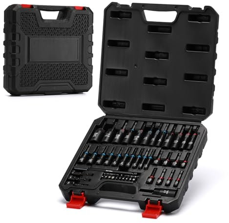 Mayouko 55PCS Magnetic Nut Driver Set, Impact Driver Bit Set, Deep Nut Driver Set,Impact Socket Adapters, Wing Nut Driver, Bit Extension, 6 Bit Holder, Screwdriver Bits