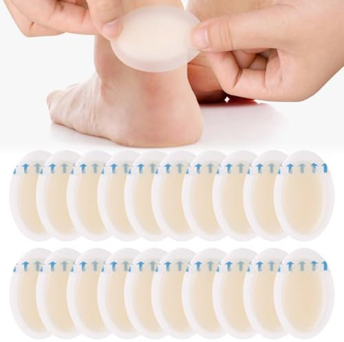 20 PCS Blister Plasters Invisible Hydrocolloid Gel,Blister Gel Guard Invisible,Blister Bandages,Cushion Plaster for Fingers Toes Forefoot Heel Protector and Guard Skin(37MMx55MM)