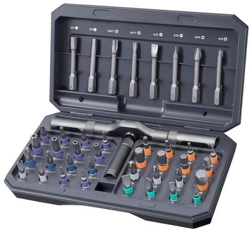 WIYETY Set di cacciaviti magnetici 42 in 1: set di cricchetto di precisione, set multifunzionale di cacciaviti con bit e funzione di magnetizzazione - Ideale per lavori di precisione e progetti