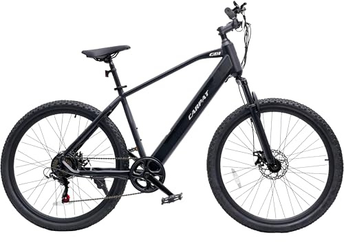 Carpat GB1 27.5 Electric Bike for Adults - Electric Mountain Bike, 250W Motor, 36V 10.4Ah Removable Integrated Battery, E-Bike for Commute, 65km Range, Shimano 7-Speed, Dual Disk Brakes - Black