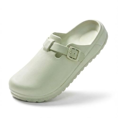 SECHRITE Zuecos de trabajo para mujer, con soporte de arco, antideslizantes, antideslizantes, para jardín, enfermera, chef, cocina, zapatos acolchados estampados