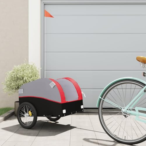 Generico Rimorchio da Bici Nero e Rosso 30 kg in Ferro,Rimorchi per Bicicletta