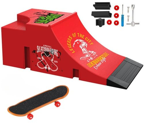 TriUnytion Finger skateboard och ramp tillbehörsset, mini fingerboard park kit gör-det-själv däck lastbil fingerskateboard ramp kit för pojkar och flickor, present (C)