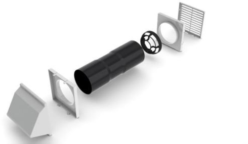 Genom vägg anti-drag 5 tum 127 mm x 358 mm kärna borr ventilationsventil vit kåpa