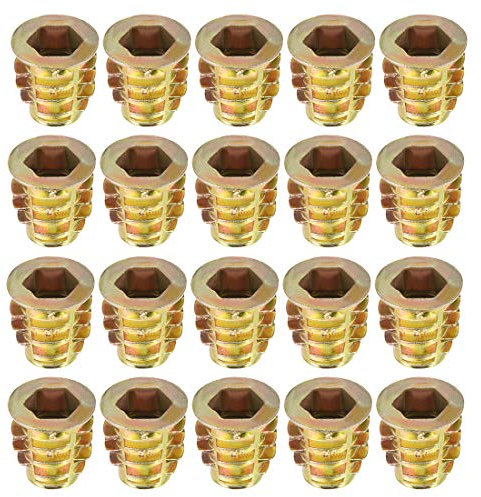 sourcing map Écrous Fileté Insert Vis Zinc Alliage Hex Prise M8 Filetage Interne 15mm Long Pour Meuble Bois 20pc