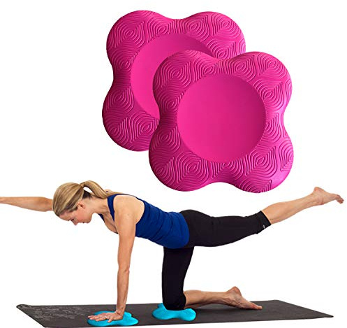 ZEALTOP Lot de 2 coussinets de yoga extra épais pour genoux, coudes, poignets, mains, tête, yoga, pilates, entraînement à genoux (rose rouge)