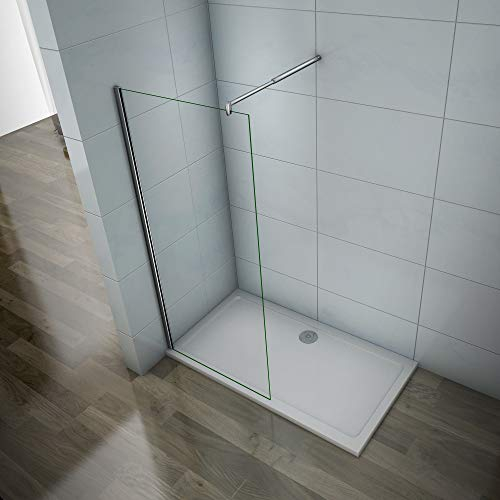 AICA ITALY Parete Doccia Walk-in Con Barra Stabilizzatrice Regolabile 70-120cm Vetro 6mm Temperato Anticalcare Misura 85x185cm