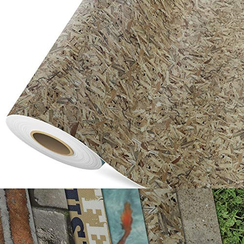 CV OSB - Rivestimento per pavimento in PVC extra resistente all'abrasione (espanso), stampa foto truciolare, superficie strutturata, al metro (200 x 400 cm)