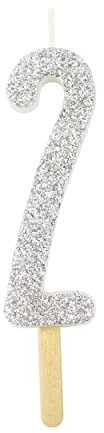 PME Silver Glitter Number Candle 2