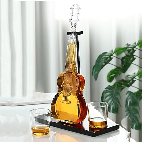 1000 Ml Luxus-Whisky-Dekanter Und Glas-Set, Kreativer Gitarren-Dekanter Mit Stopfen, Whisky-Spender, Einzigartiges Geburtstagsgeschenk, Jubiläum, Geschenkset