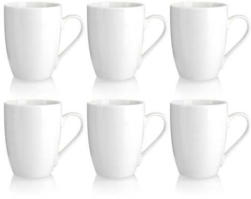 com-four® 6x Kaffeetassen aus Keramik - Kaffee-Becher in modernem Design - Basic Kaffeepott White für Kalt- und Heißgetränke - weiße Henkeltasse - Trinkbecher 300 ml