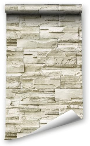 ANBILILA Rocher Auto-adhésif Papier Peint, 44,5x800CM Pierre de Brique Auto-adhésive Papier Peint en Vinyle étanche décoration Murale pour Murs Décoratifs