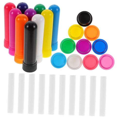 FRCOLOR 20 stycken färgglada plastflaskor för eteriska oljor doftpinnar inhalationspinnar stora mediciner förvaringsväska uppvärmda ögonkuddar näsinhalatorer mynta