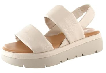 ella Womens Chunky Sandals Strappy Comfort Padded Cleated Flatform Holiday Summer Shoes (Cream, UK Footwear Size System, Adult, Women, Numeric, Medium, 5)