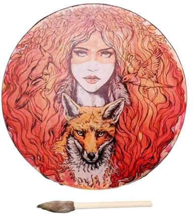 Shamanisk handtrumma och handtrumma - ergonomisk shamantrumma i trä - handtrumma för musikälskare, shamaniska musikinstrument för meditation, yoga, co