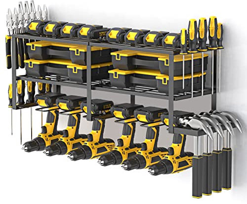 Yeabett Rangement pour Outils Électriques - Porte-Outils pour Perceuse, Étagère Robuste avec Design Compact, Support Flottant Sans Fil 2 Lots de 3 Couches