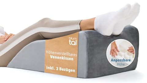 Blumtal Ergonomisches Venenkissen - höhenverstellbares Beinkissen gegen schwere Beine - Lagerungskissen Erwachsene - Venenkissen Beinhochlagerungskissen - Beinkissen Venen mit waschbarem Bezug in Grau