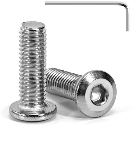 Tunejoy Tornillos de Cabeza Plana M8 x 20 mm Tornillo de Cabeza Hexagonal de Acero Inoxidable A2 V2A Perno de Muebles con llave Allen Rosca Completa 20 Piezas