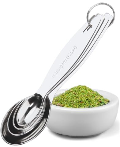 Sabatier Stainless Steel Measuring Spoon Set – Professional Grade Kitchen Utensils for Precise Baking & Cooking. Durable, Easy-to-Clean, Dishwasher Safe. Metric & Imperial Measurements