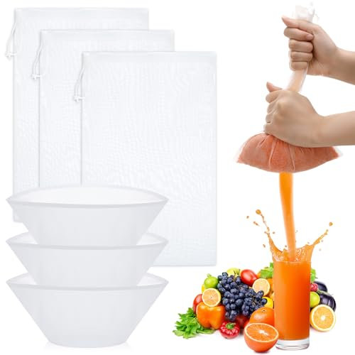 Xialvyu 6 sacchetti per latte di noci, 20 × 30 cm, sacchetti per latte di noce, lavabili biologici, in nylon, riutilizzabili, con coulisse, per formaggio, caffè, yogurt, succo di frutta, succo di