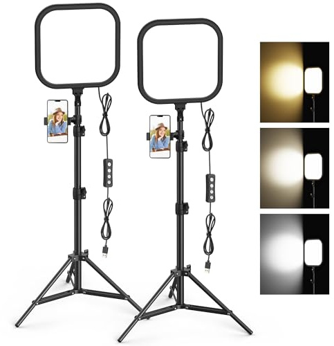 Hagibis - Set of 2 LED Video Lights, 15W Photography Lighting Kit, 78 Inch Dimmable Studio Lights with Tripod, 2500-8500K Flux Light for Video Recording