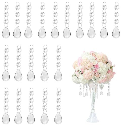 Huybaa Lot de 20 cristaux de verre à suspendre - 8,6 cm - Pour lustre, bricolage, jardin, mariage